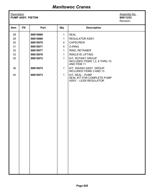 Grove RT9150E Crane Parts Manual 233027 2013-3