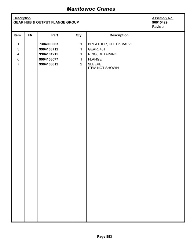 Grove RT9150E Crane Parts Manual 233203 2013-3