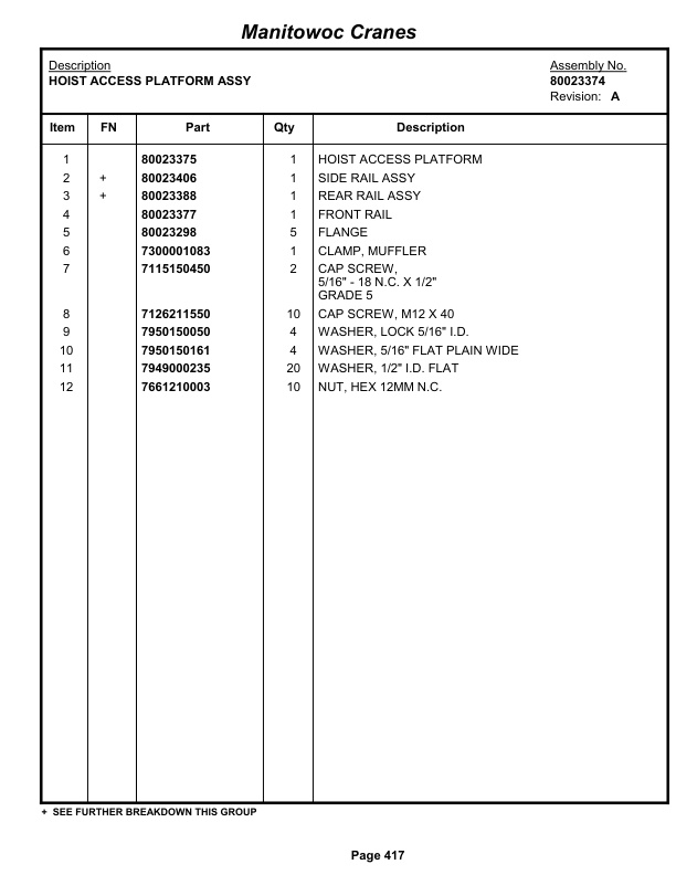 Grove RT9150E Crane Parts Manual 233930 2013 2 Grove RT9150E Crane Parts Manual 233930 2013-2