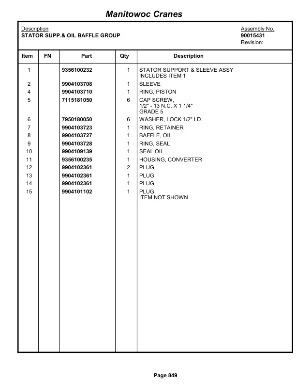 Grove RT9150E Crane Parts Manual 233930 2013 3 Grove RT9150E Crane Parts Manual 233930 2013-3