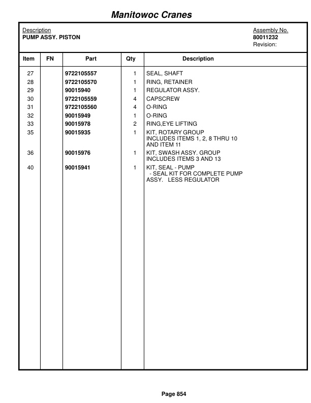 Grove RT9150E Crane Parts Manual 235887 2017-3