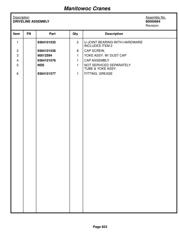 Grove RT9150E Crane Parts Manual 236138 2018-3