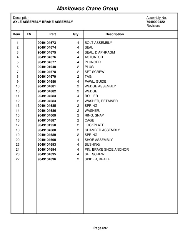 Grove RT990 Crane Parts Manual 73303 2009 3 Grove RT990 Crane Parts Manual 73303 2009-3