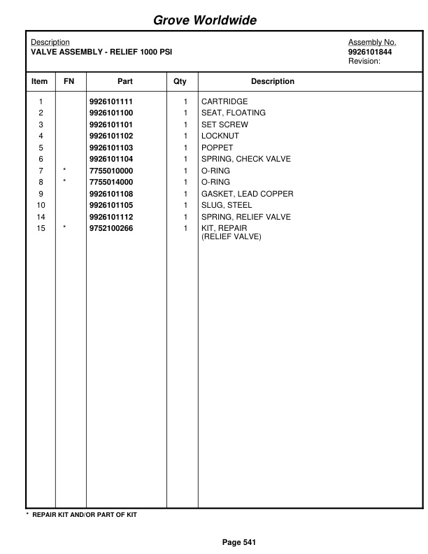 Grove RT990 Crane Parts Manual 74192 2003 2 Grove RT990 Crane Parts Manual 74192 2003-2
