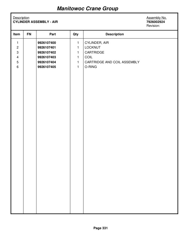 Grove RT990 Crane Parts Manual 74604 2007-2
