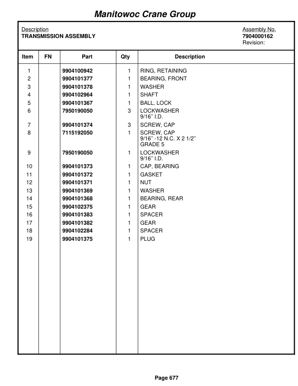 Grove RT990 Crane Parts Manual 74604 2007-3