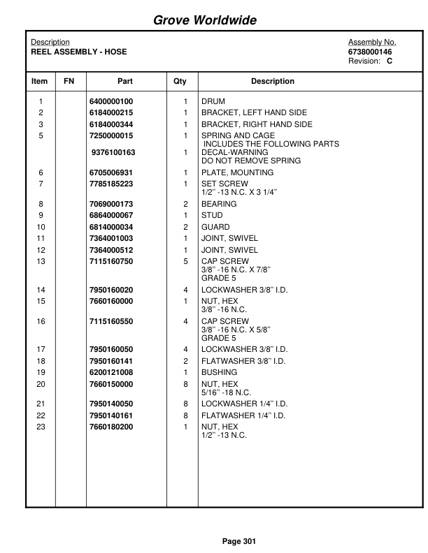 Grove RT990 Crane Parts Manual 75190 2003 2 Grove RT990 Crane Parts Manual 75190 2003-2
