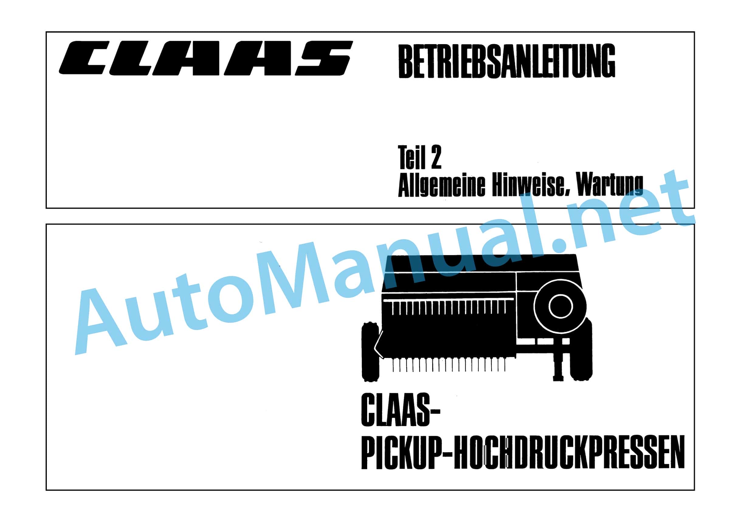 Claas MARKANT 40 (210) Baler Operator Manual DE 4 Claas MARKANT 40 (210) Baler Operator Manual DE - Image 4