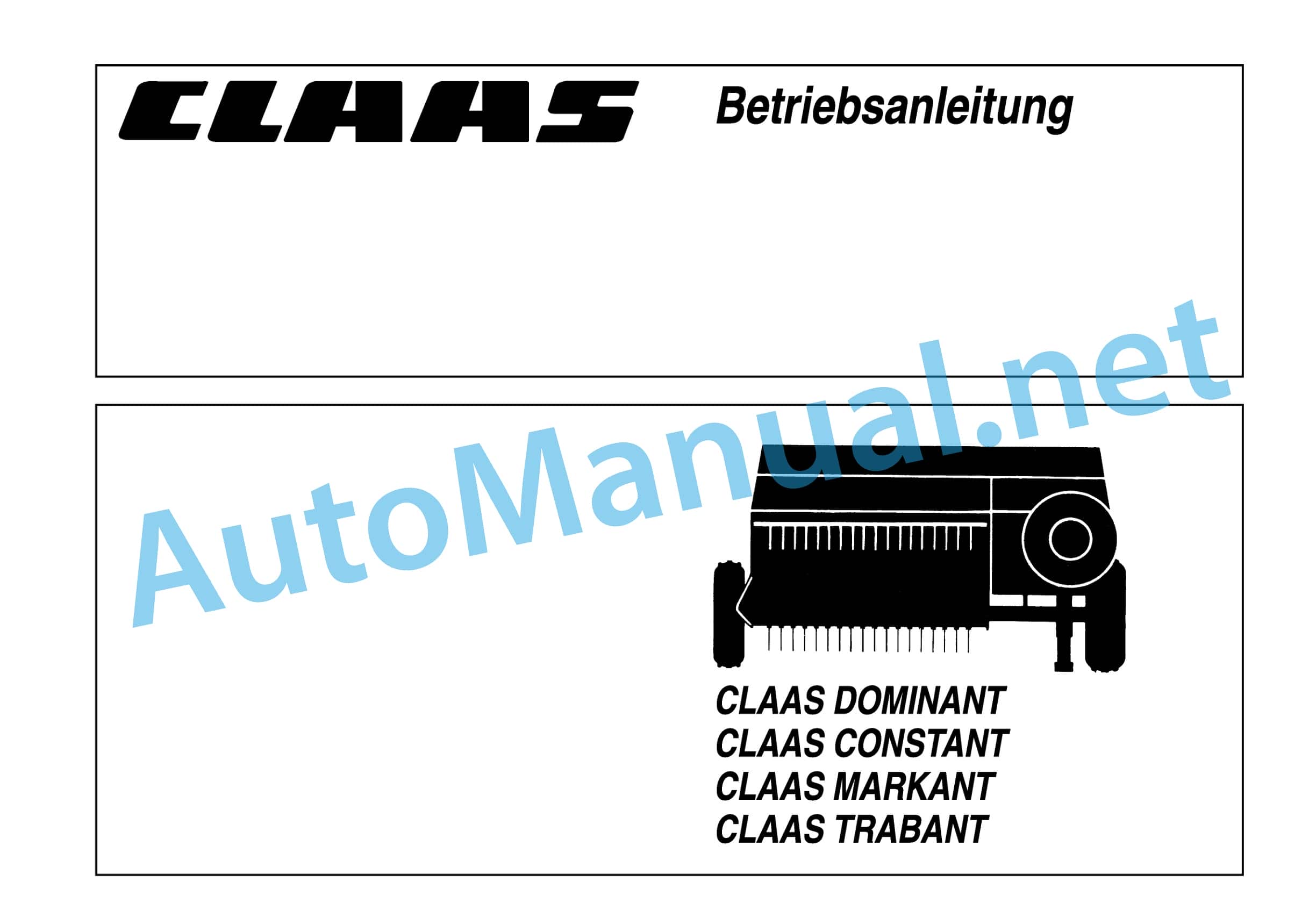 Claas MARKANT 45 (290) Baler Operator Manual DE 1 Claas MARKANT 45 (290) Baler Operator Manual DE