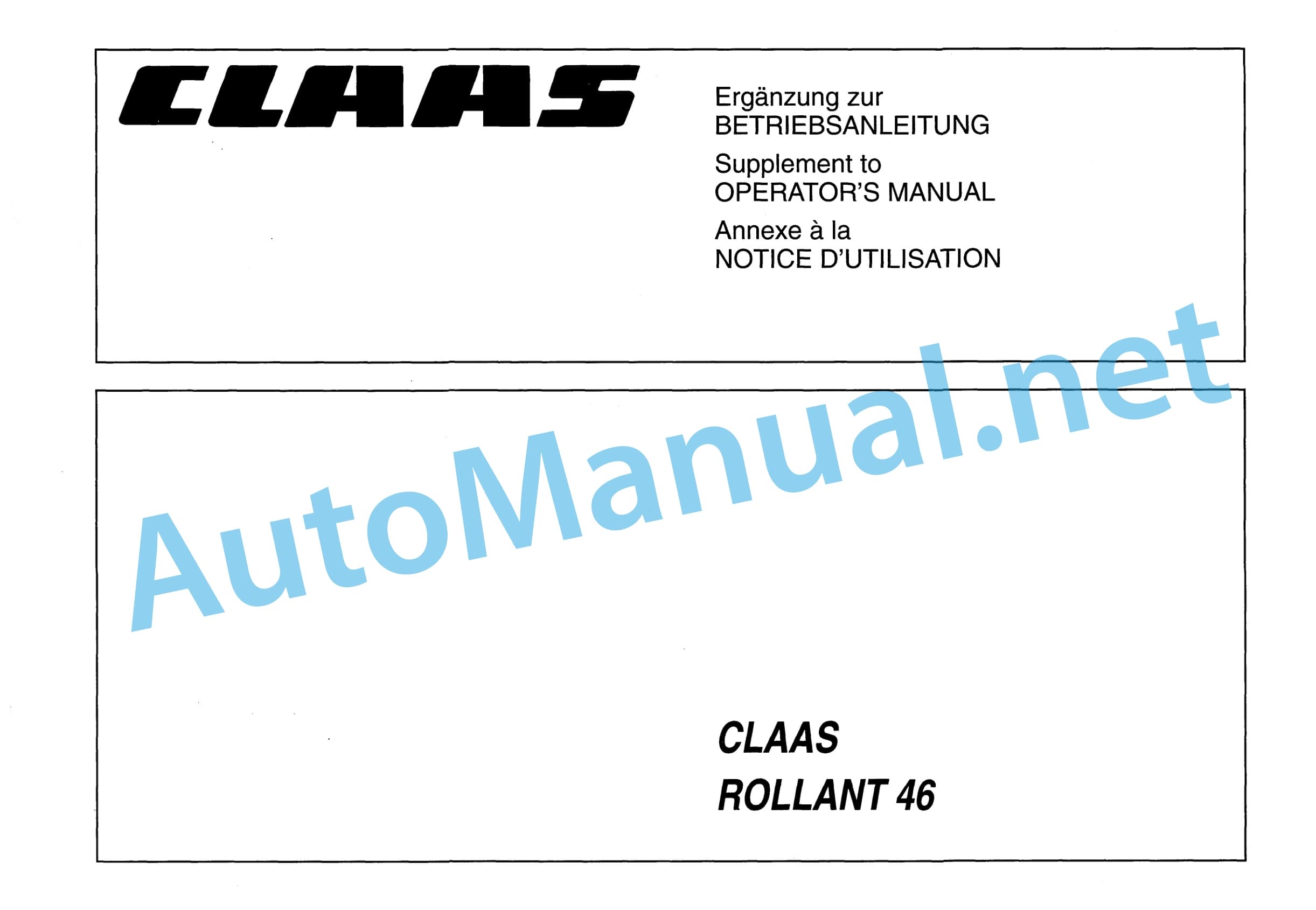 Alternative view of Claas ROLLANT 46 (007) Baler Operator Manual DE