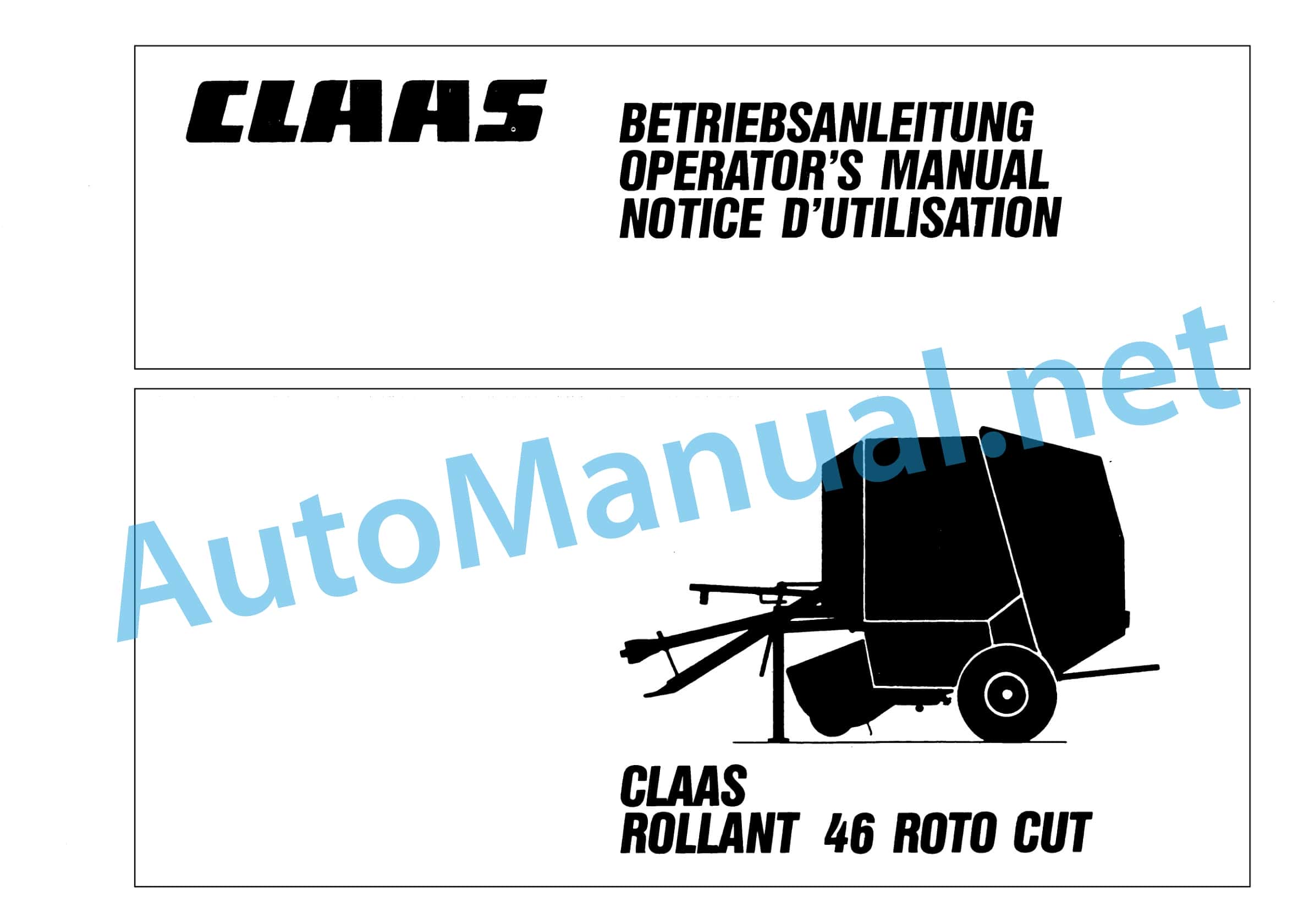 Claas ROLLANT 46 ROTO CUT (046) Baler Operator Manual DE