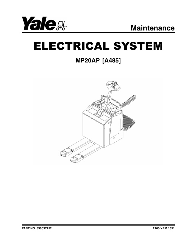 Yale A485 (MP20AP) Forklift Service Manual 3 Yale A485 (MP20AP) Forklift Service Manual - Image 3