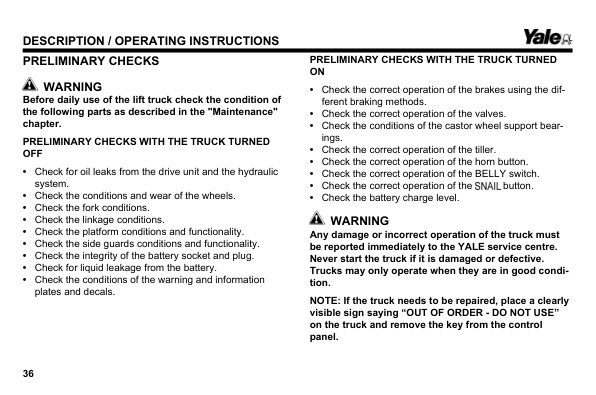 Alternative view of Yale A7R1 (MP20XUX) Forklift Service Manual