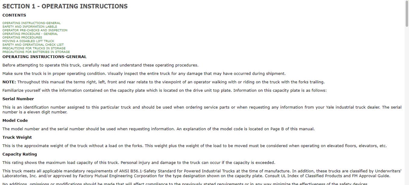 Yale A802 (MPW045D) Forklift Service Manual