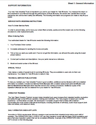 Yale A810 (GPGLP030-040AF) Forklift Service Manual