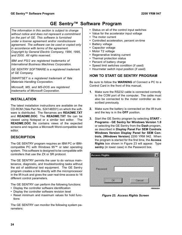 Alternative view of Yale A814 (ERC AF BF) Forklift Service Manual