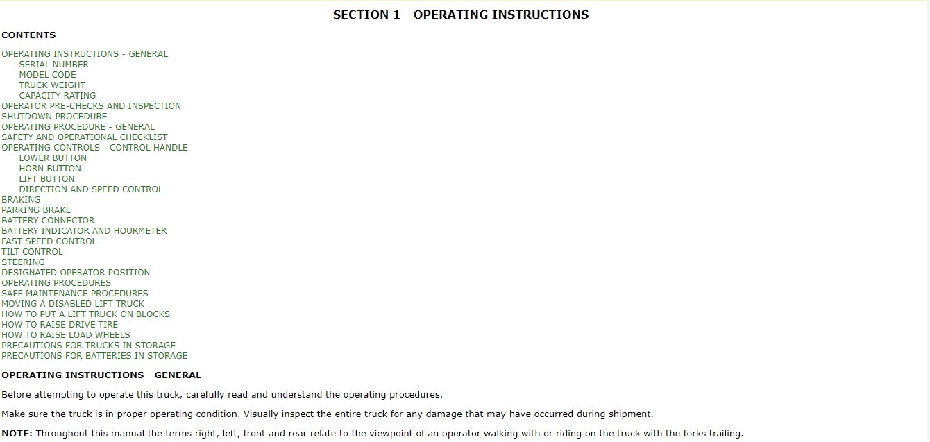 Yale A817 (MTR700) Forklift Service Manual