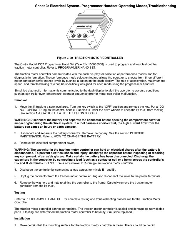 Alternative view of Yale A861 (NDR GA) Forklift Service Manual