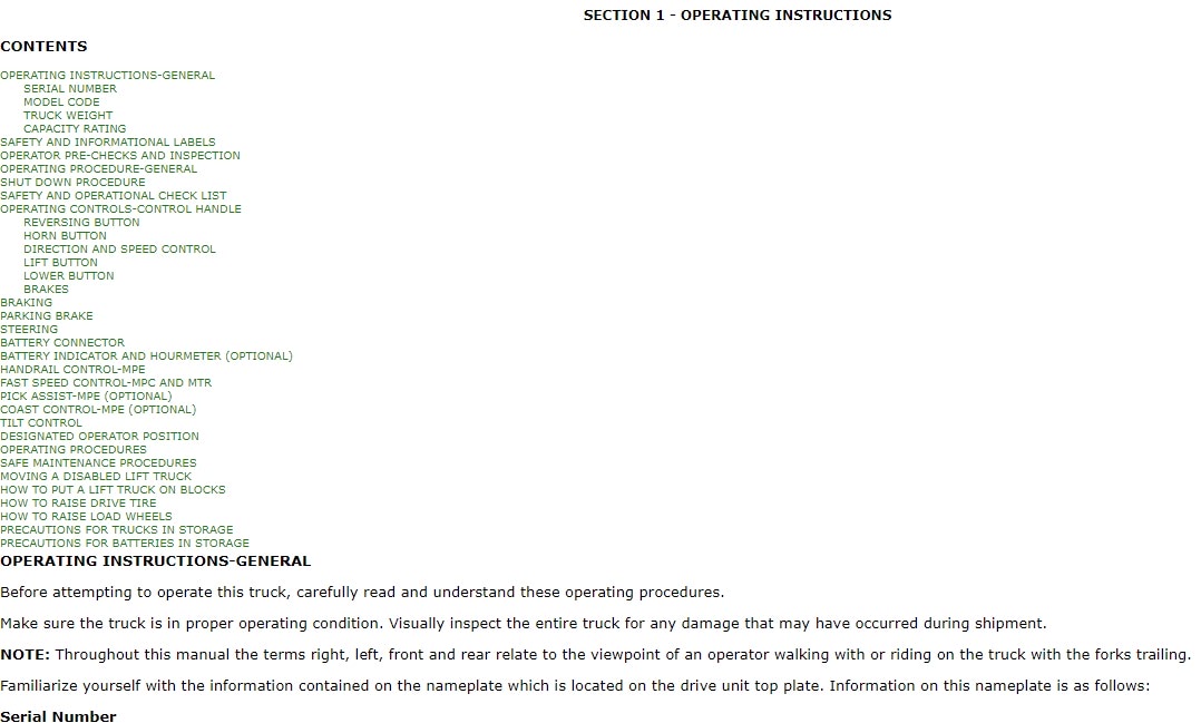 Yale A899 (MPC060-080LD) Forklift Service Manual