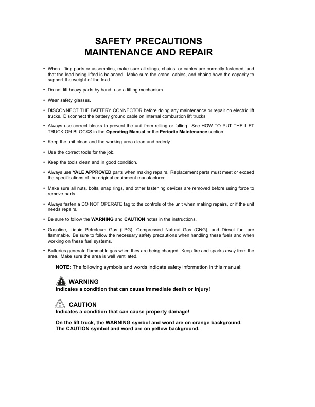 Yale A904 (MPC060-E) Forklift Service Manual 3 Yale A904 (MPC060-E) Forklift Service Manual - Image 3
