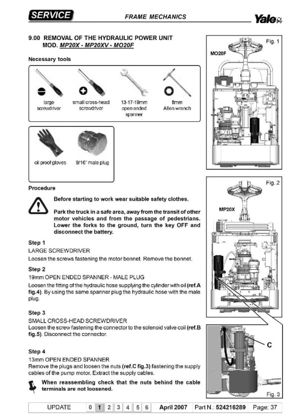 Yale A943 (MO20F) Forklift Service Manual 3 Yale A943 (MO20F) Forklift Service Manual - Image 3