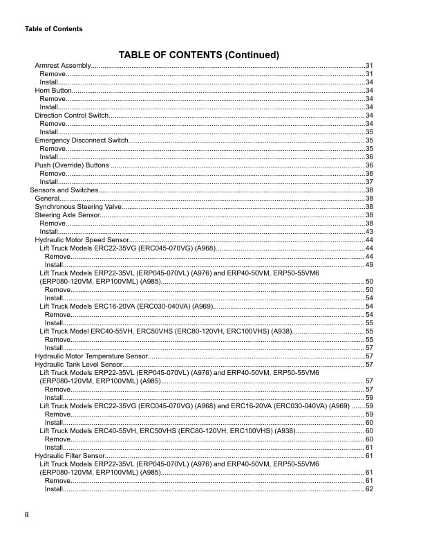 Alternative view of Yale A969 (ERC16-20VA) Forklift Service Manual