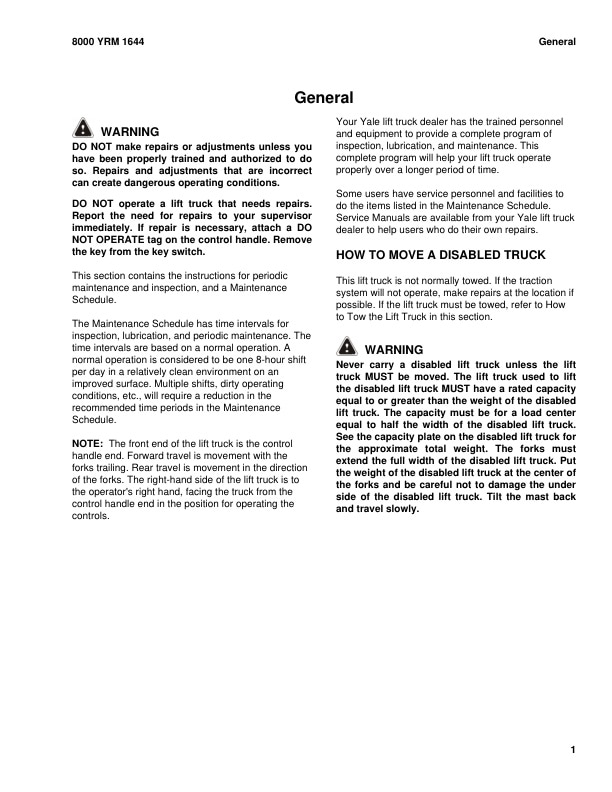 Alternative view of Yale B292 (MPE060VG, MPE080VG) Forklift Service Manual