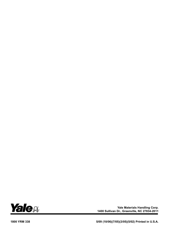 Alternative view of Yale B839 (ERC35HG, ERC40HG, ERC45HG,ERC55HG) Forklift Service Manual