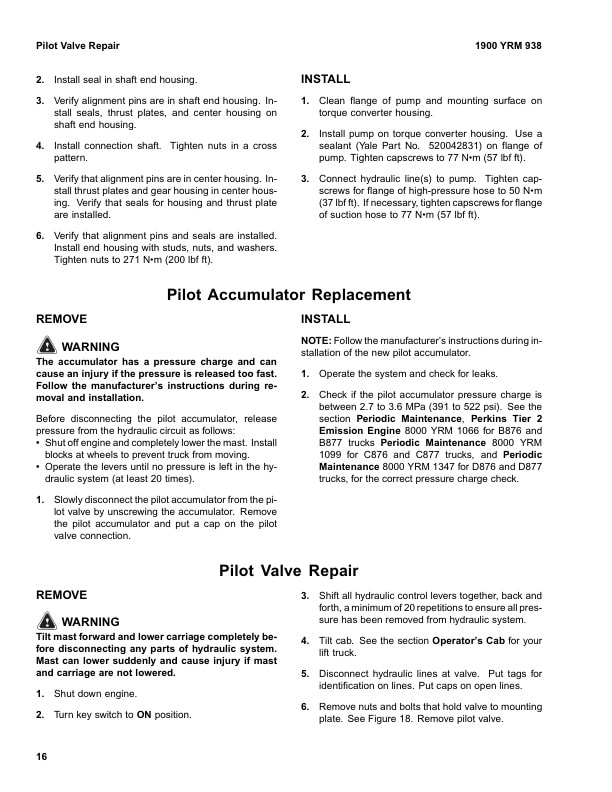 Alternative view of Yale B877 (GDP300-360EB) Forklift Service Manual