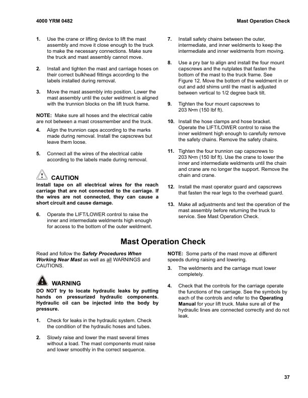 Alternative view of Yale C819 (MCW025030040E) Forklift Service Manual