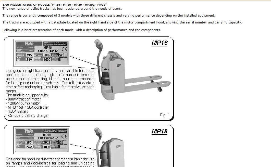 Yale D842 (MP20L-MP22) Forklift Service Manual