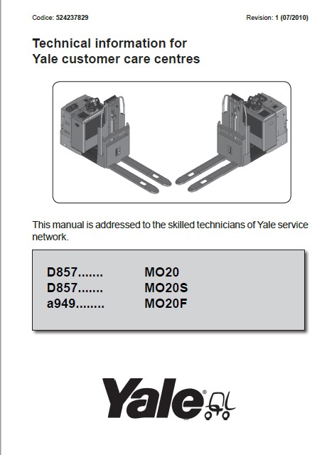 Yale D857 (MO20 MO20S) Forklift Service Manual