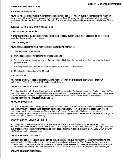 Yale E177 (GDP RG) Forklift Service Manual
