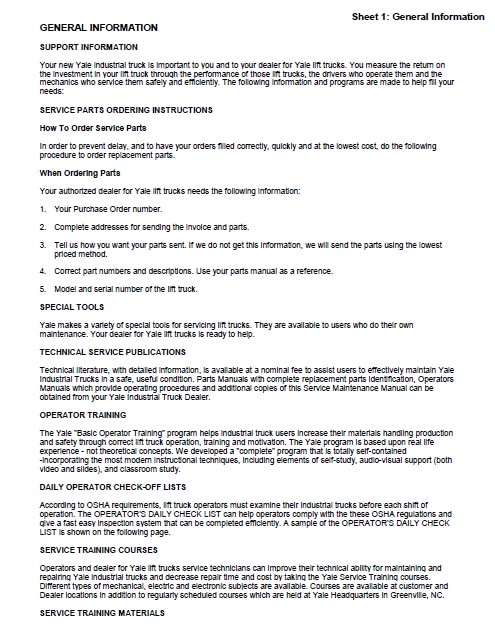 Yale E177 (GDP TG) Forklift Service Manual
