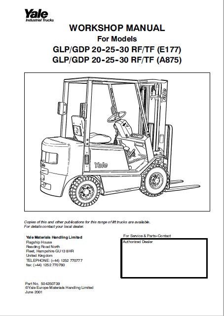 Yale E177 (GLPGDP 202530 RFTF Europe) Forklift Service Manual
