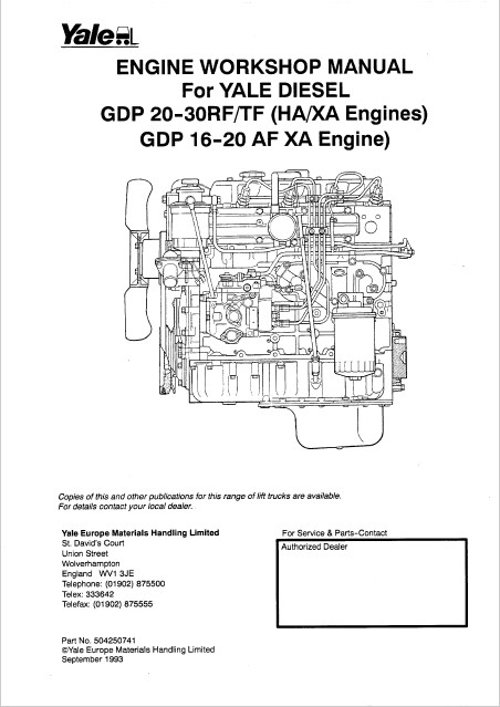 Alternative view of Yale E177 (GLPGDP 202530 RFTF Europe) Forklift Service Manual