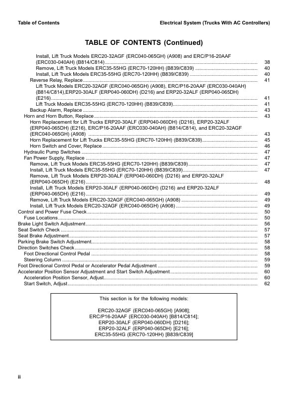 Alternative view of Yale E216 (ERP040, 050, 060, 065DH) Forklift Service Manual
