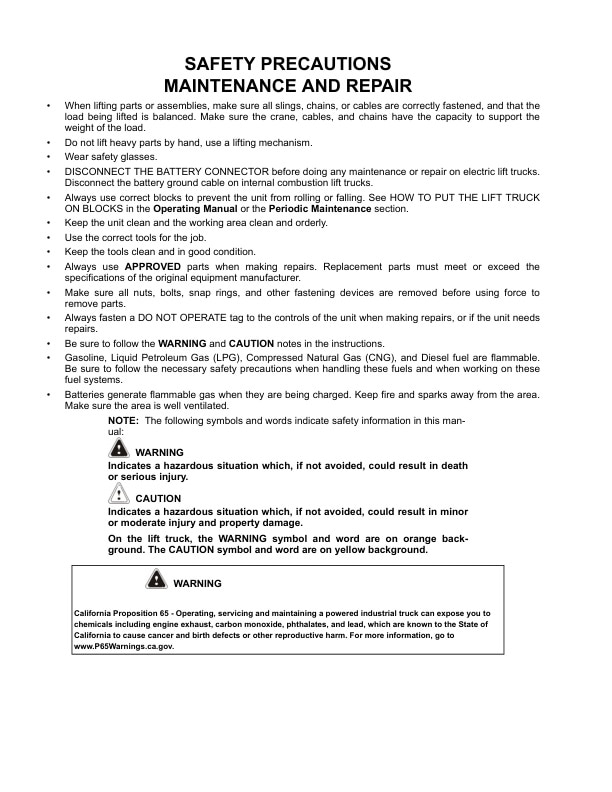 Yale E818 (GC GLC080-100-120VX, GC GLC080 Service Manual 3 Yale E818 (GC GLC080-100-120VX, GC GLC080 Service Manual - Image 3