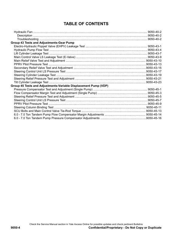 Alternative view of Yale F878 (GPGLPGDP135-155VX) 07.2023 Forklift Service Manual