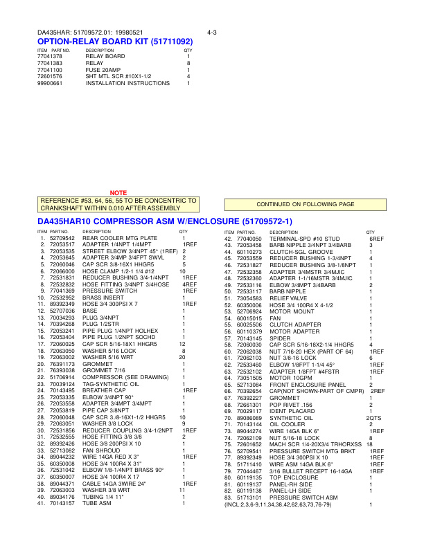 Alternative view of IMT Model DA435HAR Air Compressor Manual 99900683 19980521