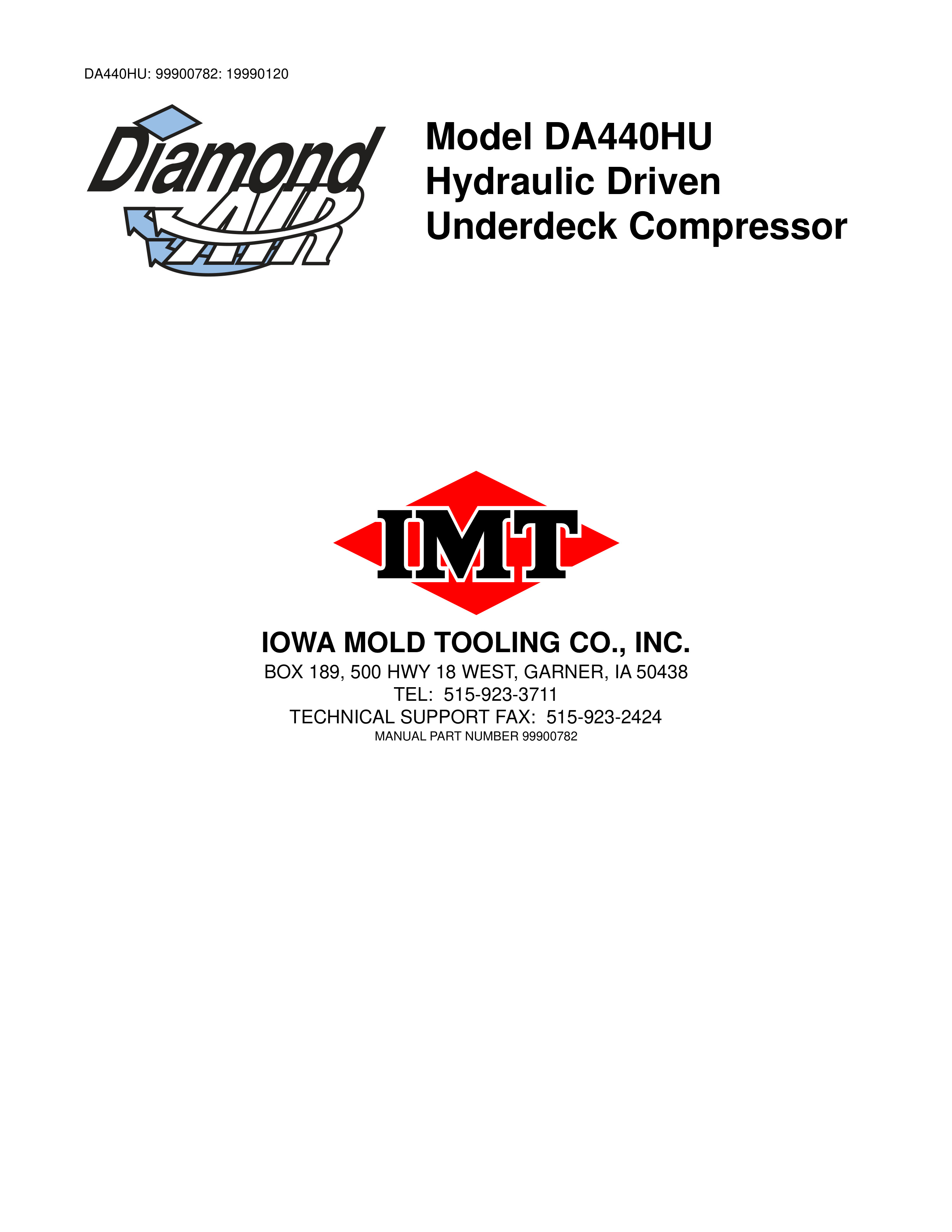 IMT Model DA440HU Hydraulic Driven Underdeck Compressor Manual 99900782 19990120