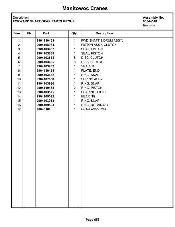 Grove GRT655L - 55US Crane Parts Manual 236554 2019-3