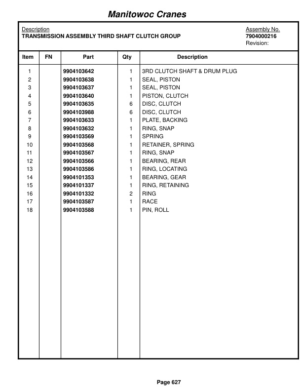 Grove RT422 Crane Parts Manual 77091- 2016 3 Grove RT422 Crane Parts Manual 77091- 2016-3