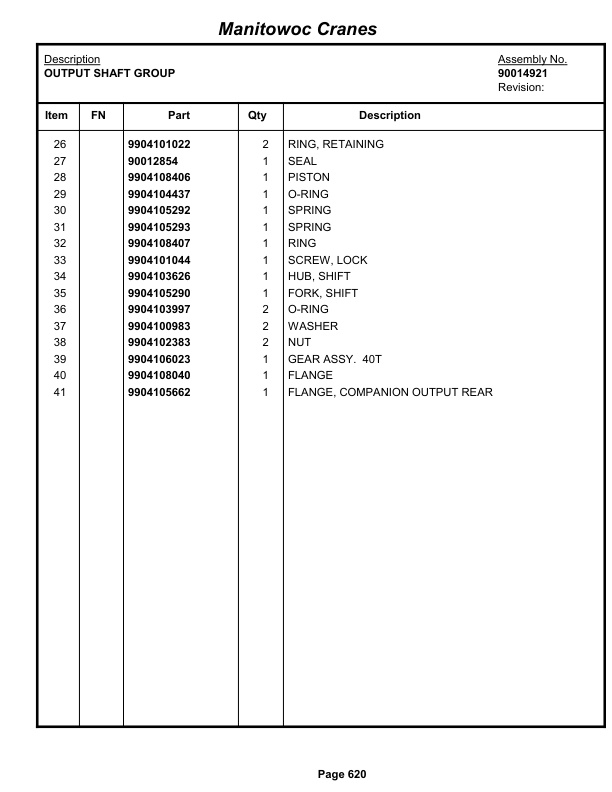 Grove RT640E - 40US T Crane Parts Manual 400019 2013 3 Grove RT640E - 40US T Crane Parts Manual 400019 2013-3