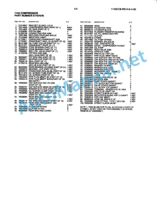 IMT Model 1143 Air Compressor (Dual Cooler - 8 GPM) Service Manual 99900381 690 4 IMT Model 1143 Air Compressor (Dual Cooler - 8 GPM) Service Manual 99900381 690 - Image 4