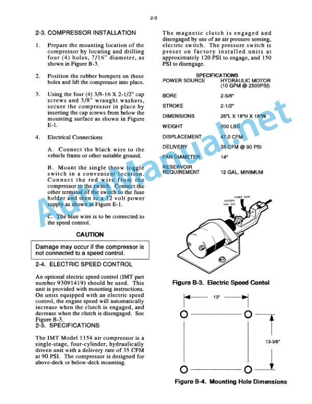 Alternative view of IMT Model 1154 Air Compressor (Dual Cooler - 10 GPM) Service Manual 99900378 12-17-92