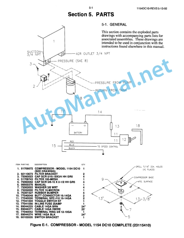 IMT Model 1154 Air Compressor (Dual Cooler - 10 GPM) Service Manual 99900378 12-17-92 3 IMT Model 1154 Air Compressor (Dual Cooler - 10 GPM) Service Manual 99900378 12-17-92 - Image 3