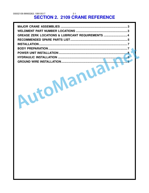IMT Model 2109 Crane Volume 2 - PARTS AND SPECIFICATIONS 99900263 2 IMT Model 2109 Crane Volume 2 - PARTS AND SPECIFICATIONS 99900263 - Image 2