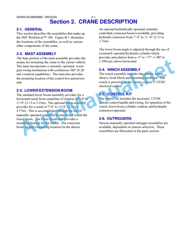 IMT WorkSaver 100 Volume 2 - Parts and Specifications 99900665 19991014 2 IMT WorkSaver 100 Volume 2 - Parts and Specifications 99900665 19991014 - Image 2