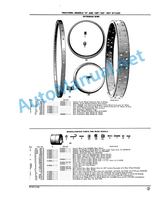 John Deere MODEL A TRACTOR (410000 - 476999) MODELS AR Parts Catalog PC674 4 John Deere MODEL A TRACTOR (410000 - 476999) MODELS AR Parts Catalog PC674 - Image 4